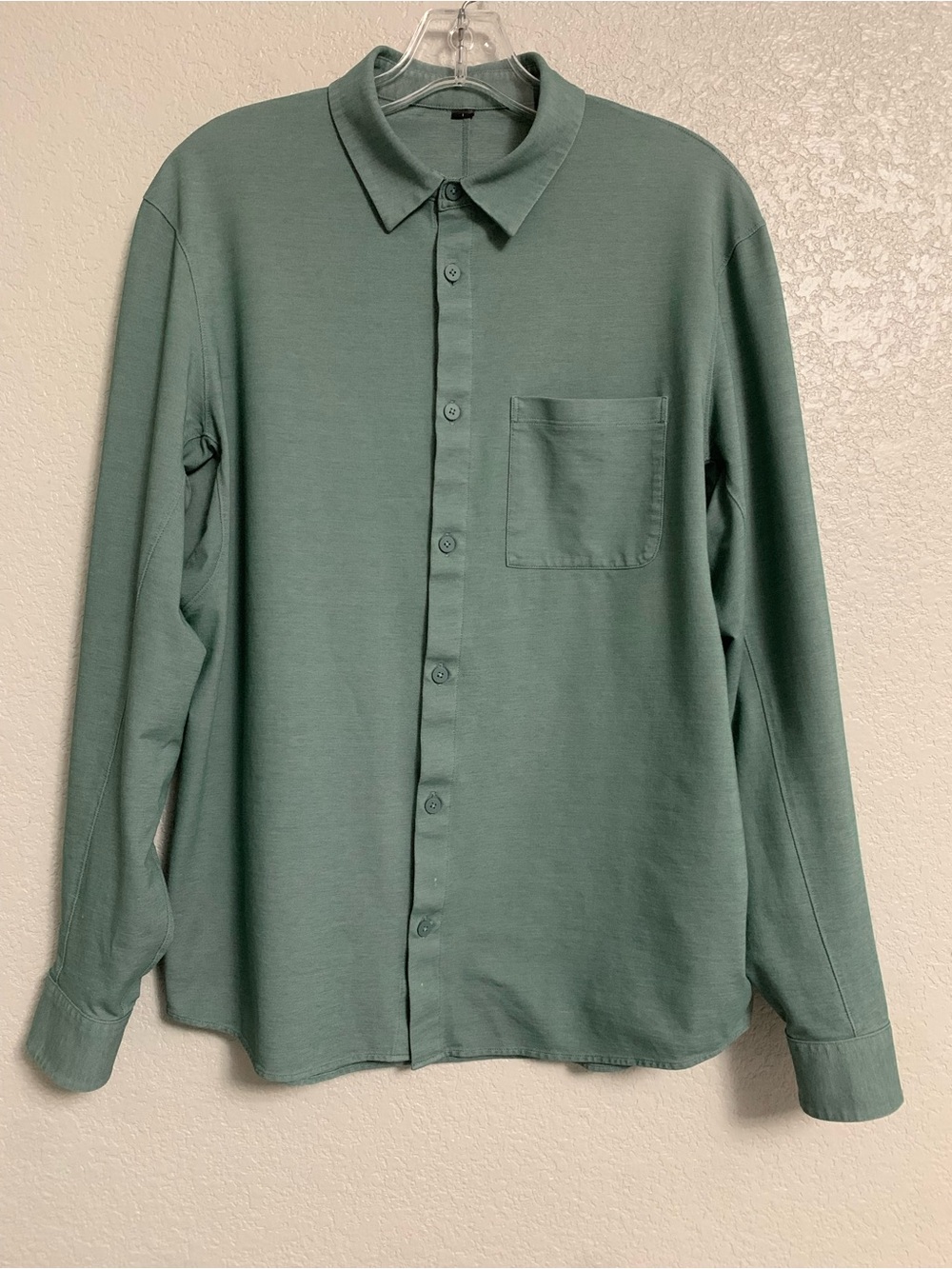Lululemon Shirt Mens L Commission Oxford Button Down Stretch Green Preppy *Flaws